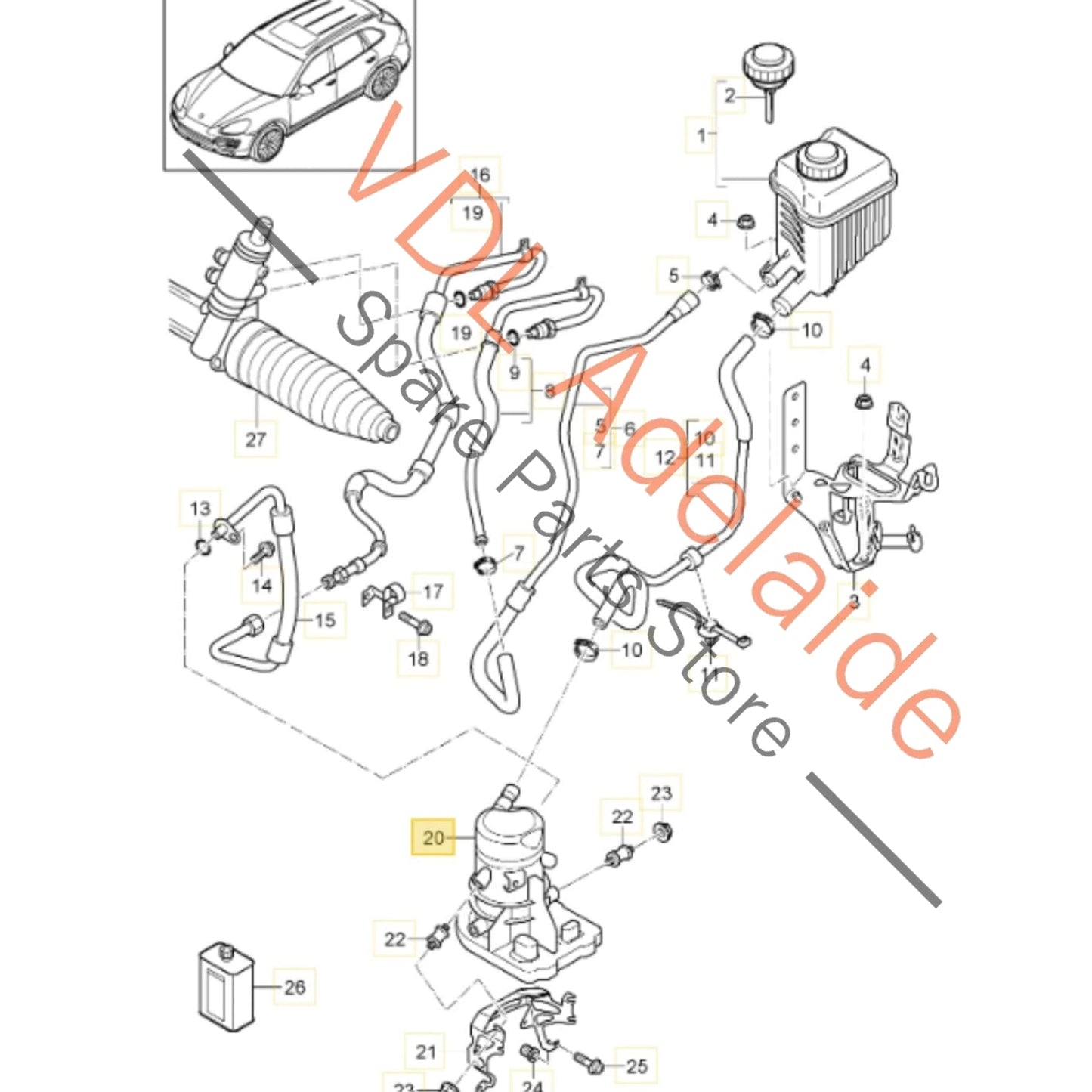 7P0423155C 958 314 155 03   Porsche Cayenne 958 Hybrid Power Steering Pump 95831415503