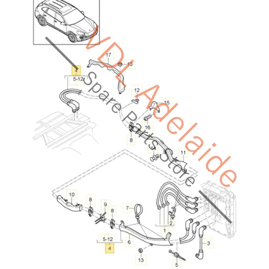 958 612 015 00    Porsche Cayenne Panamera Hybrid Drive Battery Connection Cables Wire Set 95861201500