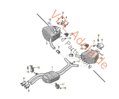 8T0253609CR 8T0253409K 8T0253095  Audi RS5 Exhaust System with Mufflers and Silencer