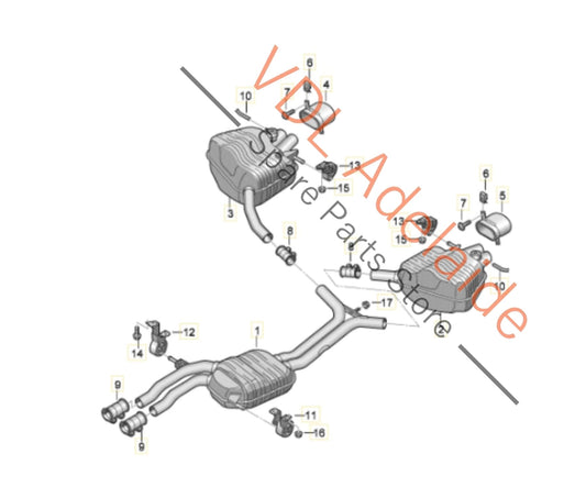 8T0253609CR 8T0253409K 8T0253095  Audi RS5 Exhaust System with Mufflers and Silencer