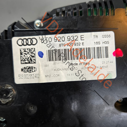 8T0920932E    Audi RS5 Instrument Cluster 320kmh 8T0920932E