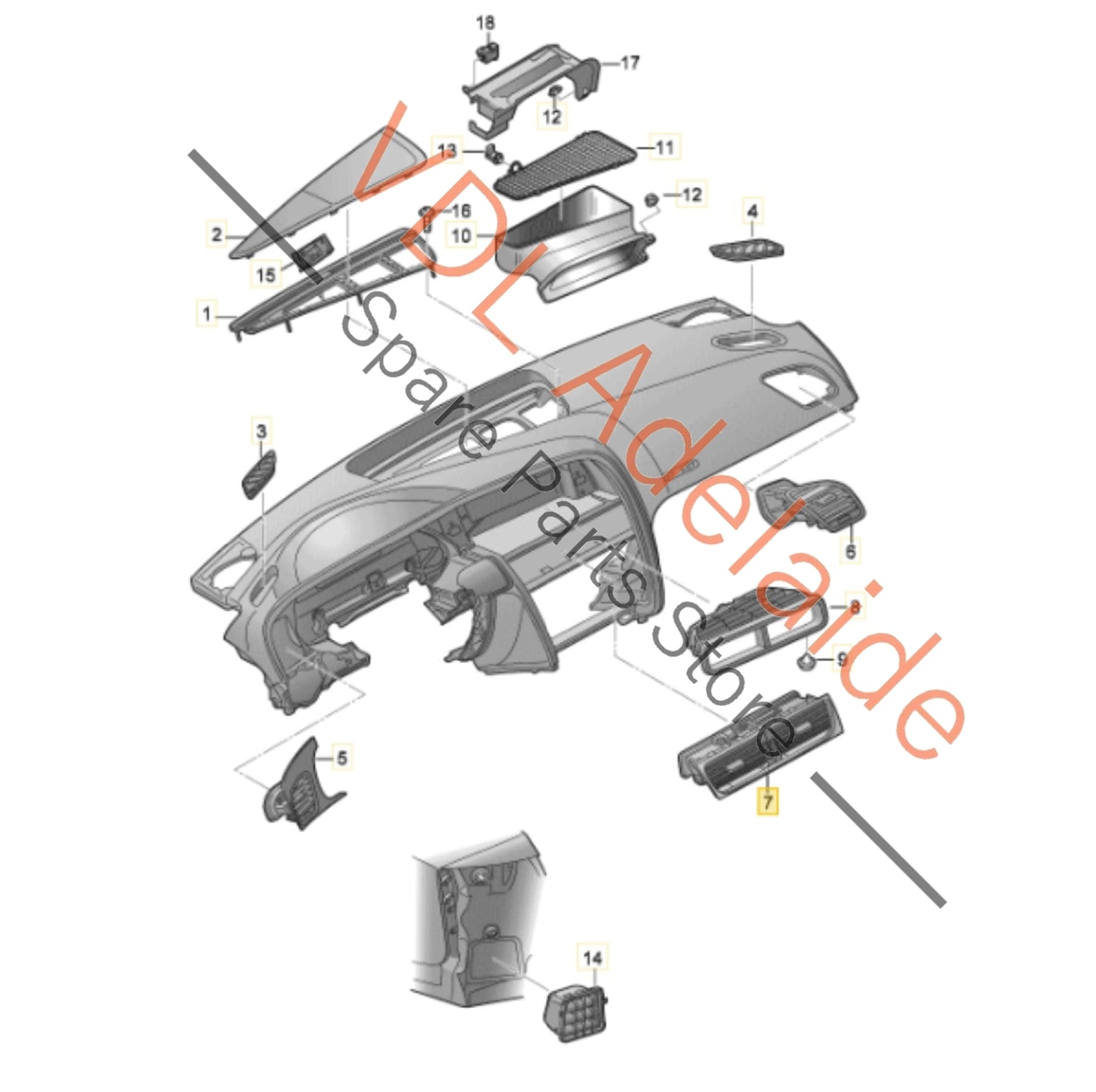 8T2820951E    Audi RS5 Centre Dash Vent for AC Air Conditioning 8T2820951E