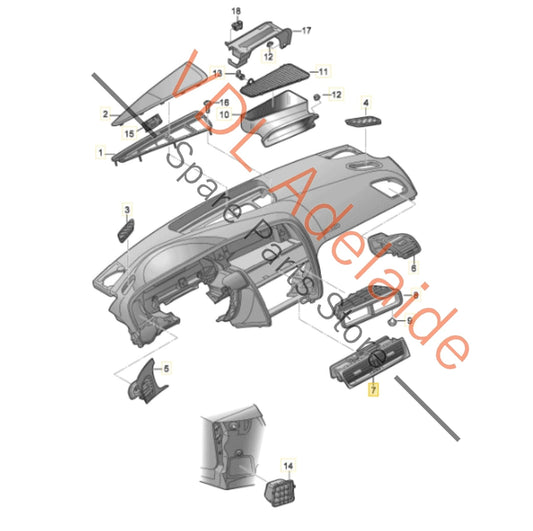 8T2820951E    Audi RS5 Centre Dash Vent for AC Air Conditioning 8T2820951E