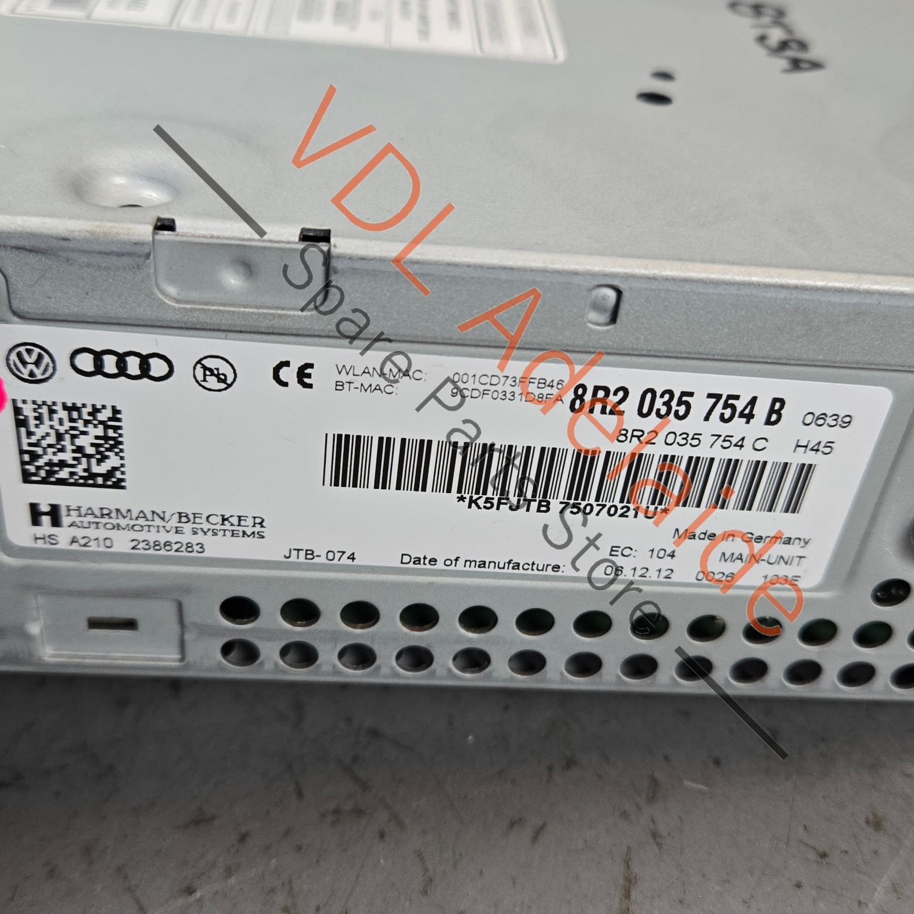 8R2035754B    Audi RS5 MMI3g Navigation Radio Unit Tuner Harman Becker 8R2035754B