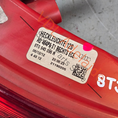 8T0945096H    Audi RS5 Right Side Rear LED Tail Light Outer 8T0945096H