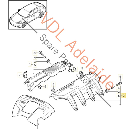 7PP103907B    Porsche V8 Engine Cover Left Side Trim 7PP103907B