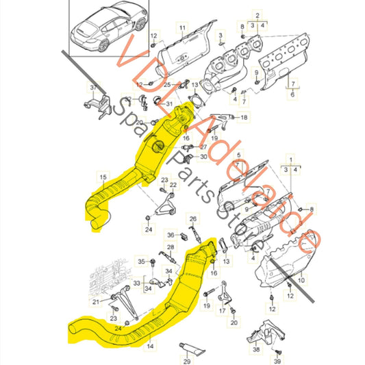 97011334907 97011335007   Porsche Panamera 970 V8 Catalytic Converter set 97011334907 97011335007