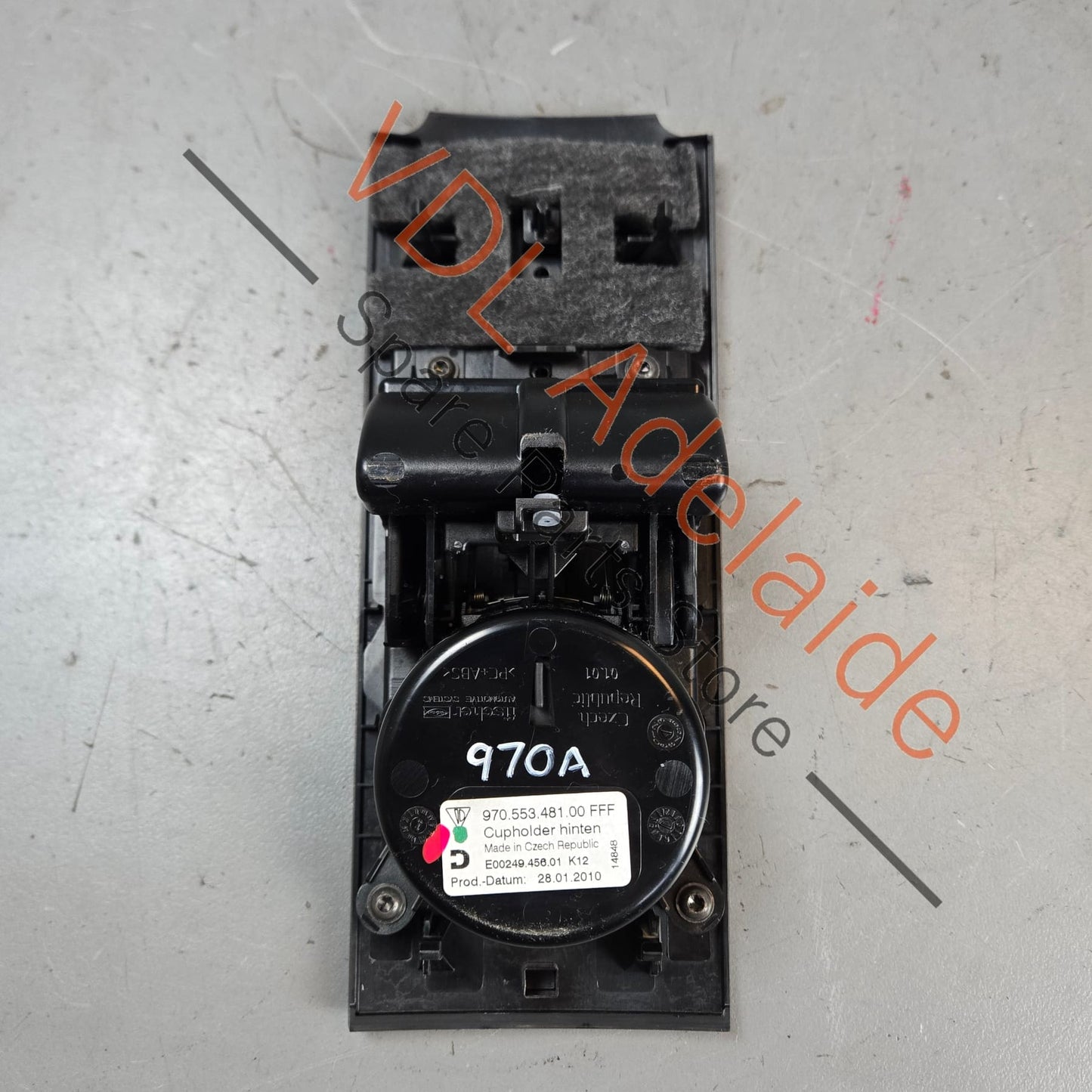 97055345100A61    Porsche Panamera 970 Rear Seat Storage Drinks Compartment 97055345100 A61 Piano Black