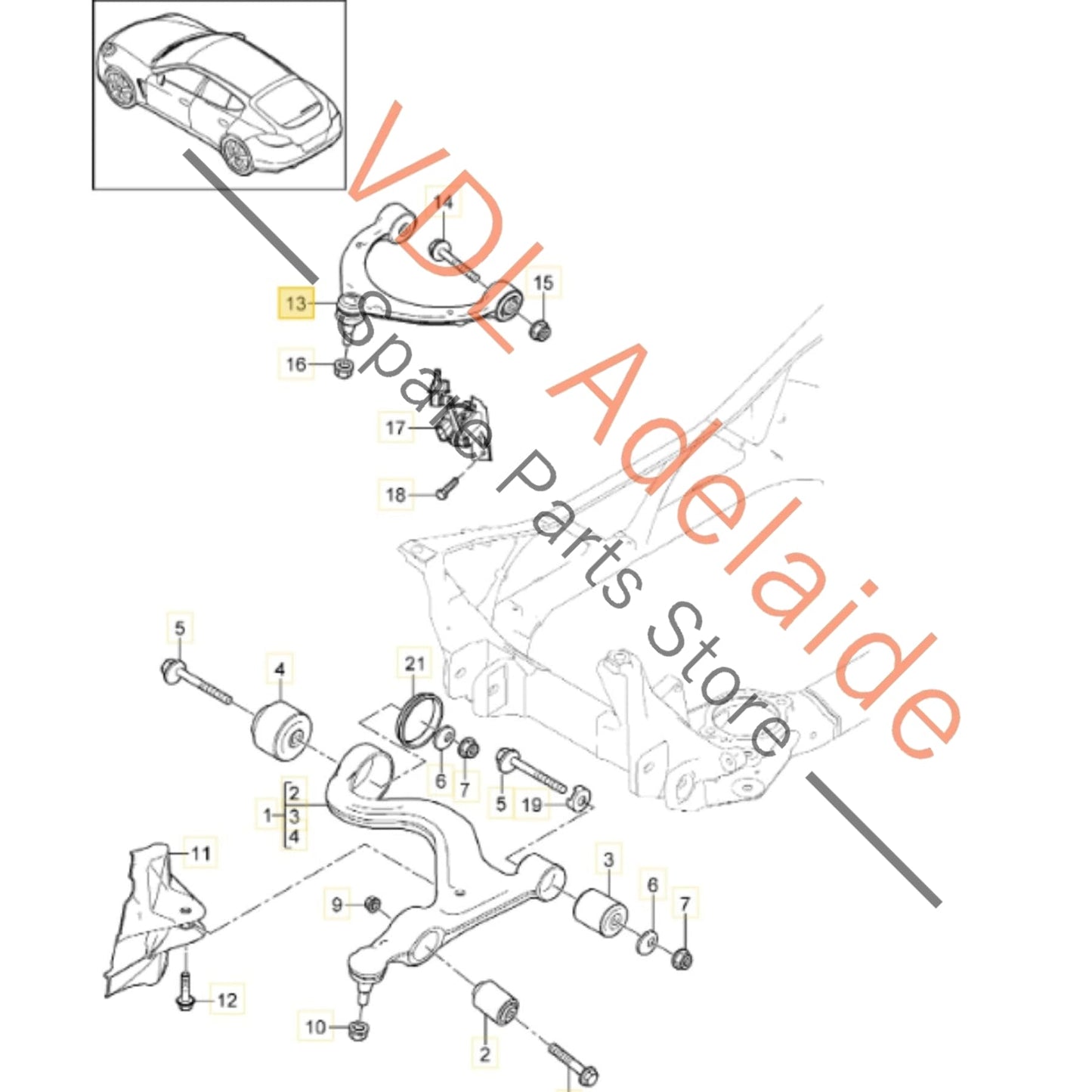 97034105110 97034105103   Porsche Panamera 970 Front Upper Suspension Wishbone Control Arm 97034105110