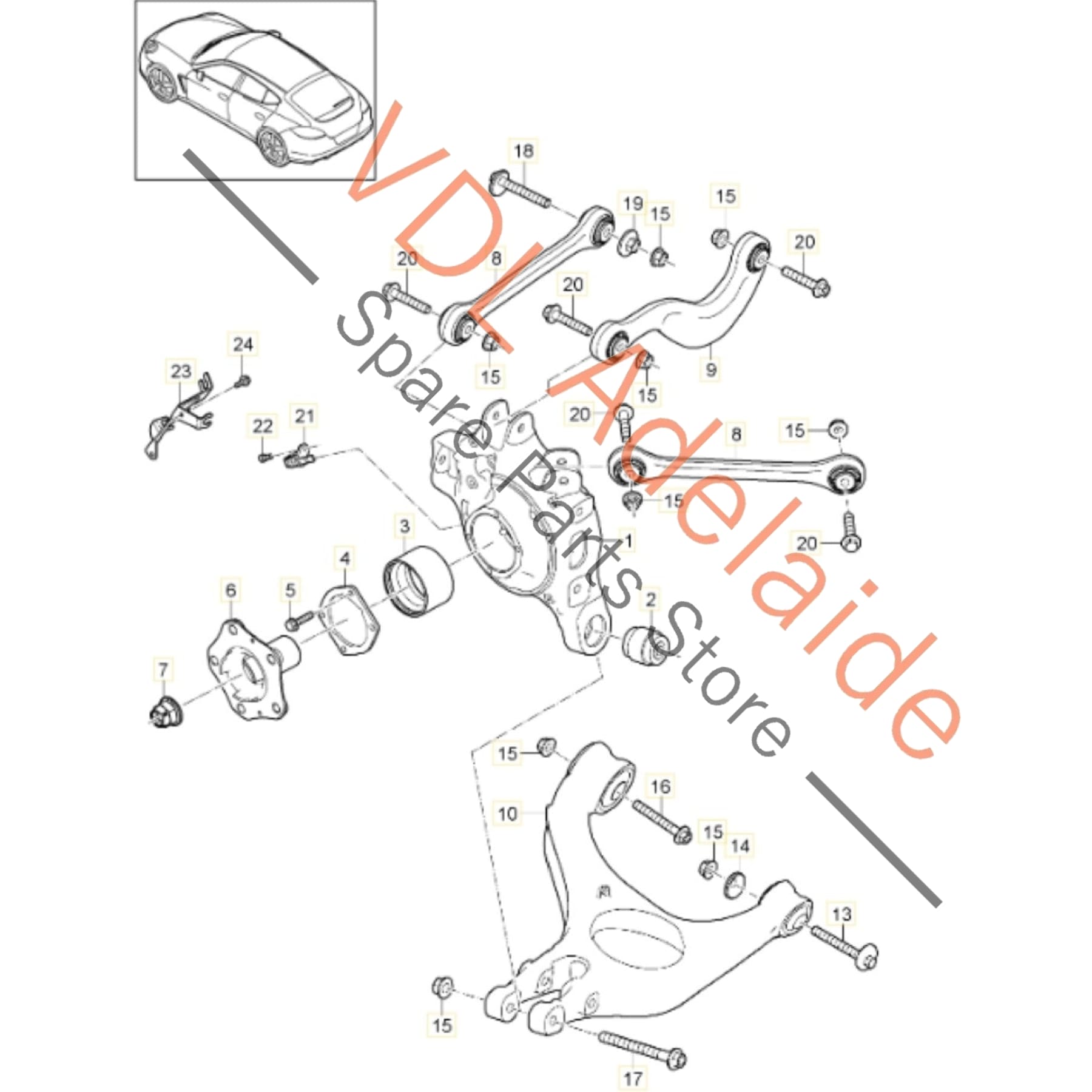 97033104104 97033104700 97033104300  Porsche Panamera 970 Rear Left Suspension Arm Set Wishbone 97033104104