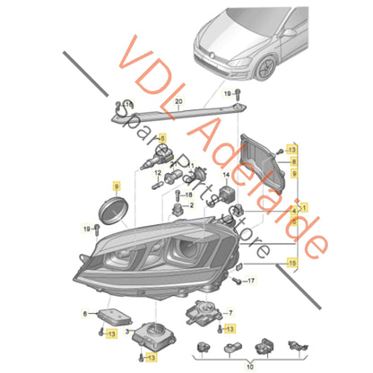 5G2941753D 5G2941751D   VW Golf R MK7 Left Headlight Head Light LED Genuine OEM 5G2941751D 5G2941753D