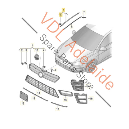 5G0854328B 5G0854328A   VW Golf MK7 Right Windscreen Water Deflector Edge Strip Trim Air Guide 5G0854328B