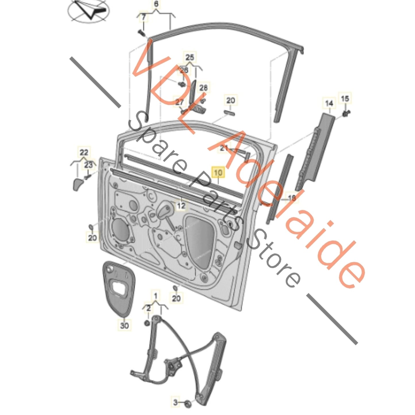 5G4837477D 5G4837478D 5G6839477D 5G6839478D VW Golf MK7 Window Aperture Slot Seal Lower Moulding for Door Set of 4