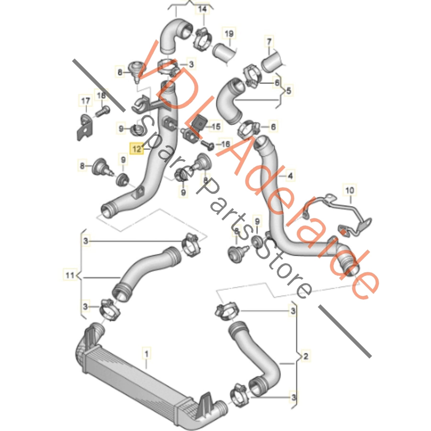 6R0145770L 03G906051M   VW Polo Gti 1.4 Left Side Charge Intercooler Pipe 6R0145770L & Pressure Sensor 03G906051M