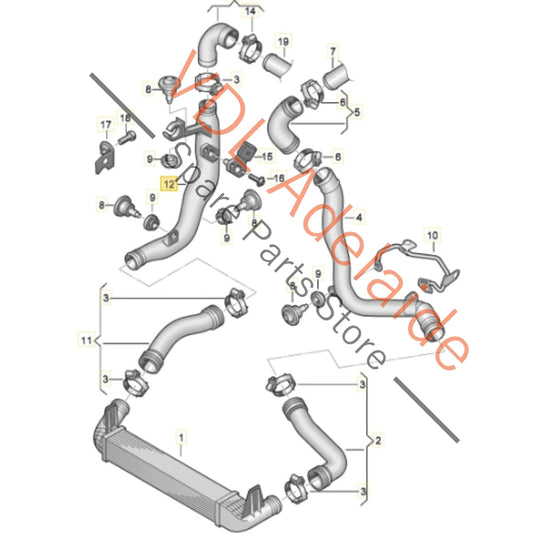 6R0145770L 03G906051M   VW Polo Gti 1.4 Left Side Charge Intercooler Pipe 6R0145770L & Pressure Sensor 03G906051M