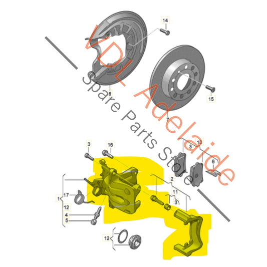 6R0615423A 6R0615425A 6R0615424A VW Polo 6R Gti Tornado Red Brake Caliper Set Rear 6R0615423A 6R0615425A 6R0615424A for 230x9mm rotor