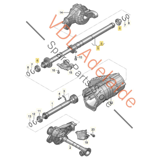 7L8521105J 7L8521105A   Audi Q7 4L Cardan Propeller Tail Shaft 8W0521101K 8W0521101C