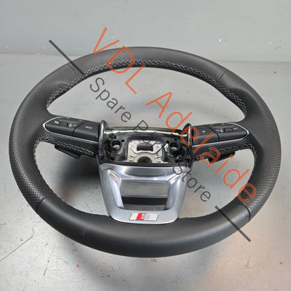 8W0419091GNJAH    Audi S5 Flat Bottom Sport Steering Wheel 8W0419091GN JAH Perforated Leather Multifunction 4396km!