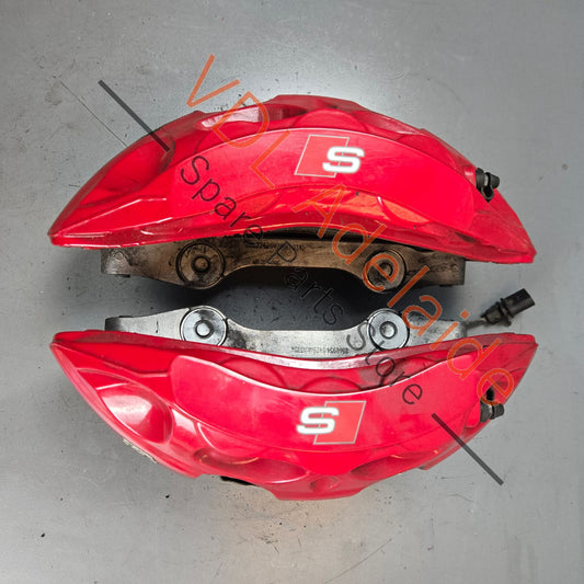 8W0615107AF 8W0615108AF   Audi S5 S4 B9 Front Akebono 6 piston Brake Caliper Set Tornado Red suit 350x34mm rotor 8W0615107AF 8W0615108AF