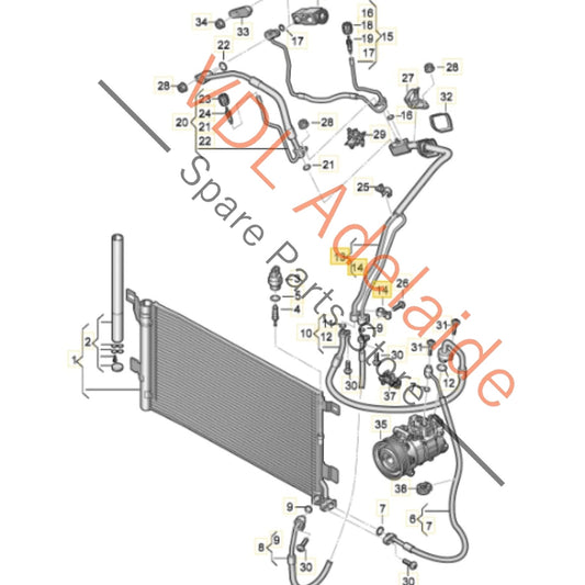 8W6816738B    Audi A4 A5 B9 Front Left Air Conditioning Refrigerant Pipe Aluminium 8W6816738B
