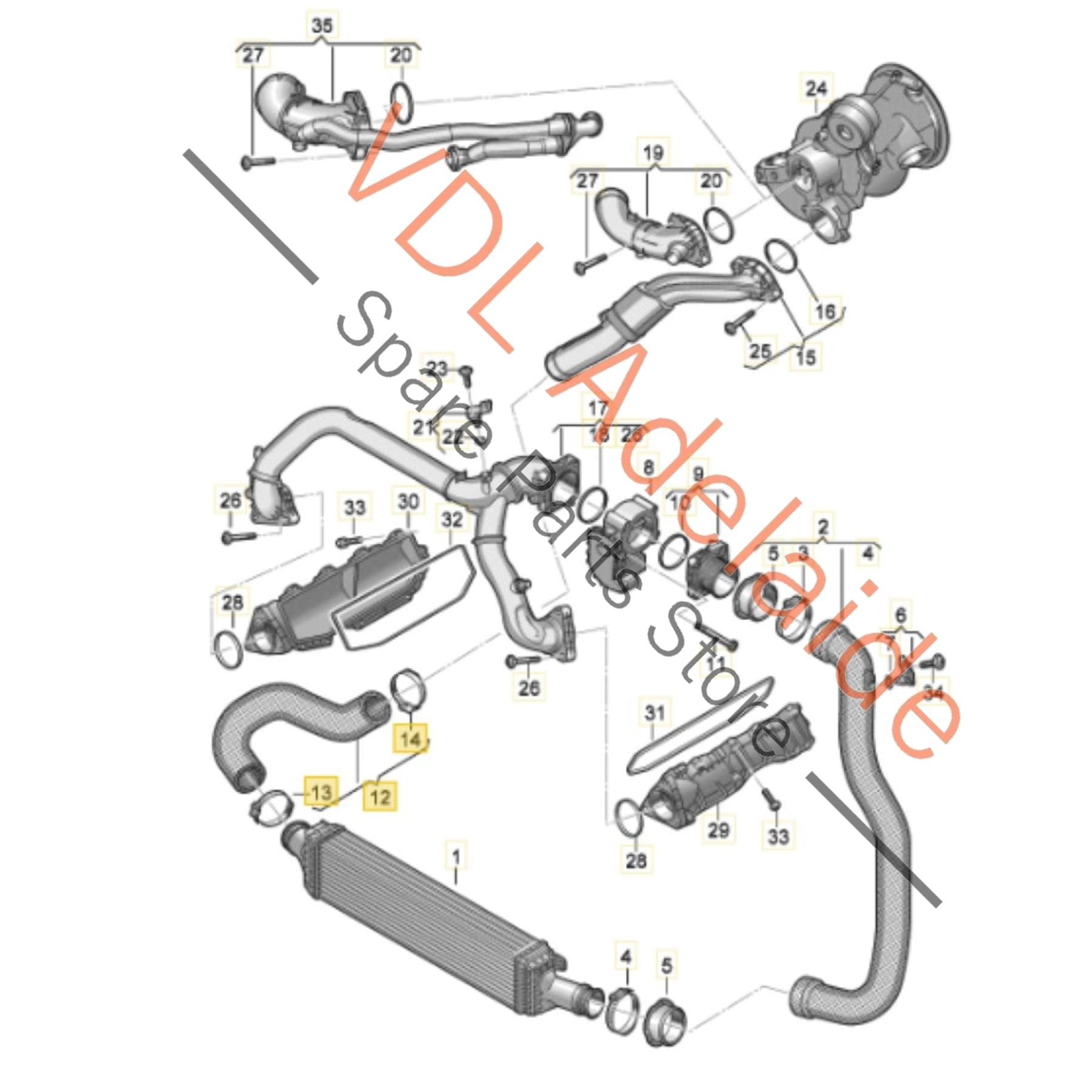 8W0145738C    Audi S4 B9 3.0L Right Side Intercooler Pressure Hose Pipe 8W0145738C
