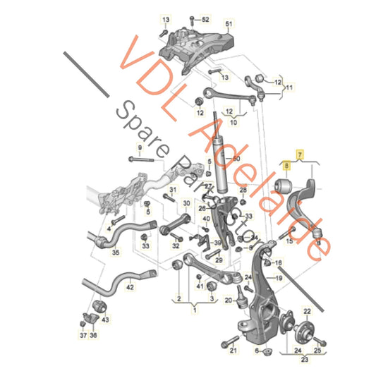 8W0407693A 8W0407695B 8W0407693B  Audi A4 S4 A5 S5 B9 Front Left Suspension Lower Control Arm 8W0407693B 8W0407695B 8W0407693A
