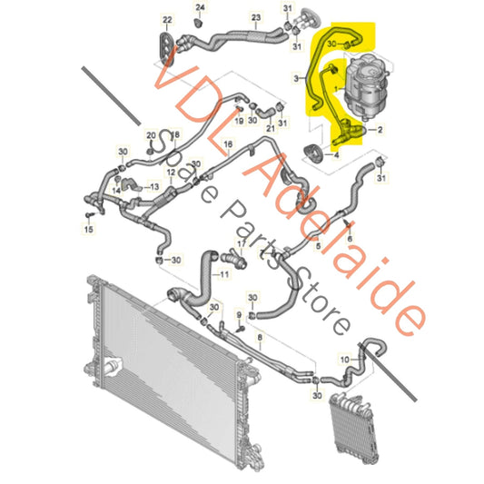 8W2121123B 8W2122109F   Audi S4 S5 B9 Coolant Tank Hose Pipe 8W2122109F 8W2121123B