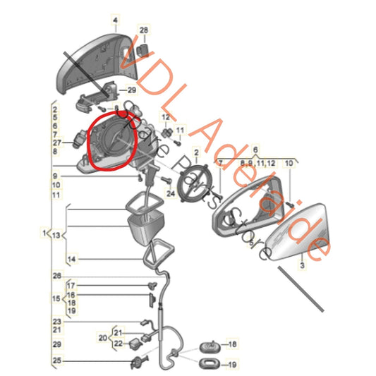 
8W6857409CK    Audi A4 A5 B9 Mirror Adjustment Motor 8W6857409CK