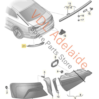 8W0945106AC    Audi A4 S4 RS4 A5 S5 RS5 B9 Right Outer Rear Bumper Reflector 8W0945106AC