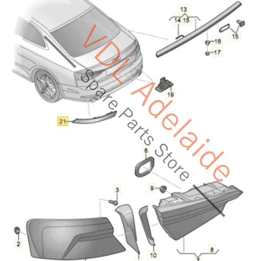 8W0945106AC    Audi A4 S4 RS4 A5 S5 RS5 B9 Right Outer Rear Bumper Reflector 8W0945106AC