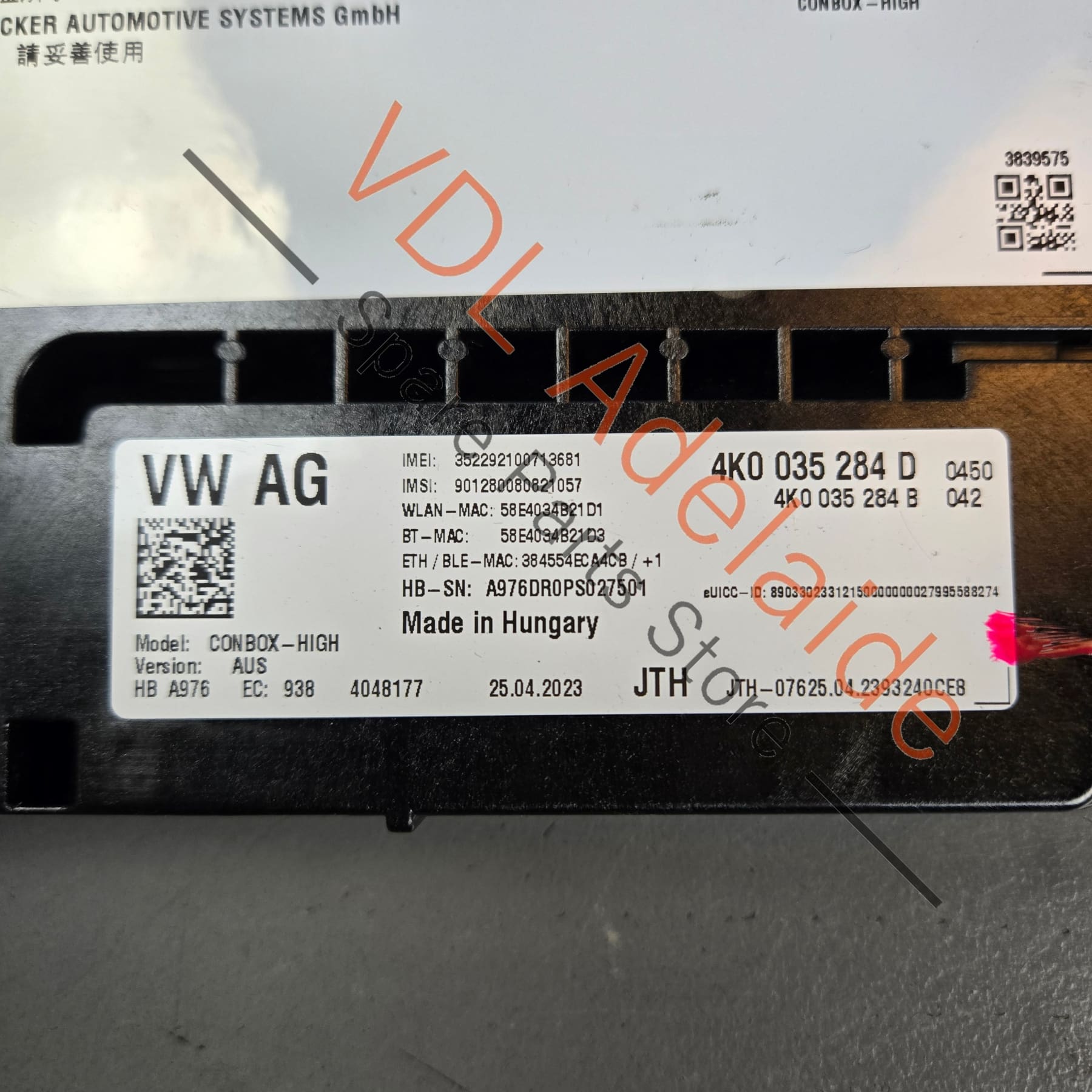 4K0035284D    Audi Communication Control Module for Emergency Call 4K0035284D