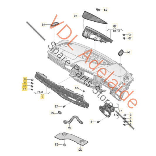 8W2820901B    Audi A4 A5 B9 Centre Dashboard Air Vent for RHD 8W2820901B