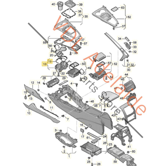 8W0862533F    Audi A4 A5 Q5 Centre Console Drinks Holder 8W0862533F