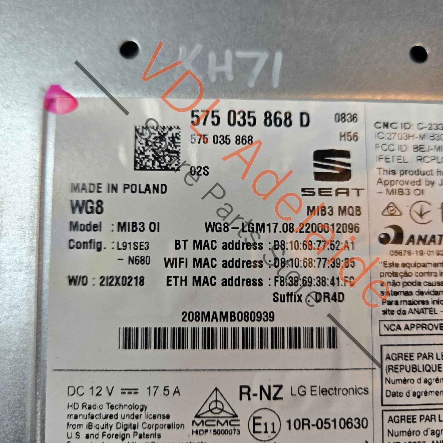 575035868E 575035868F 575035868C  Cupra Ateca Central Computer for MIB3 Navigation Nav 575035868E 575035868F 575035868C