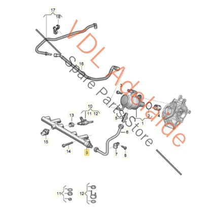 06Q133317B 06L906054D   Audi S3 8Y Golf MK8 R Cast Fuel Pressure Rail 06Q133317B 06L906054D