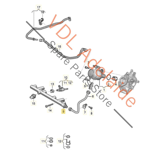 06Q133317B 06L906054D   Audi S3 8Y Golf MK8 R Cast Fuel Pressure Rail 06Q133317B 06L906054D