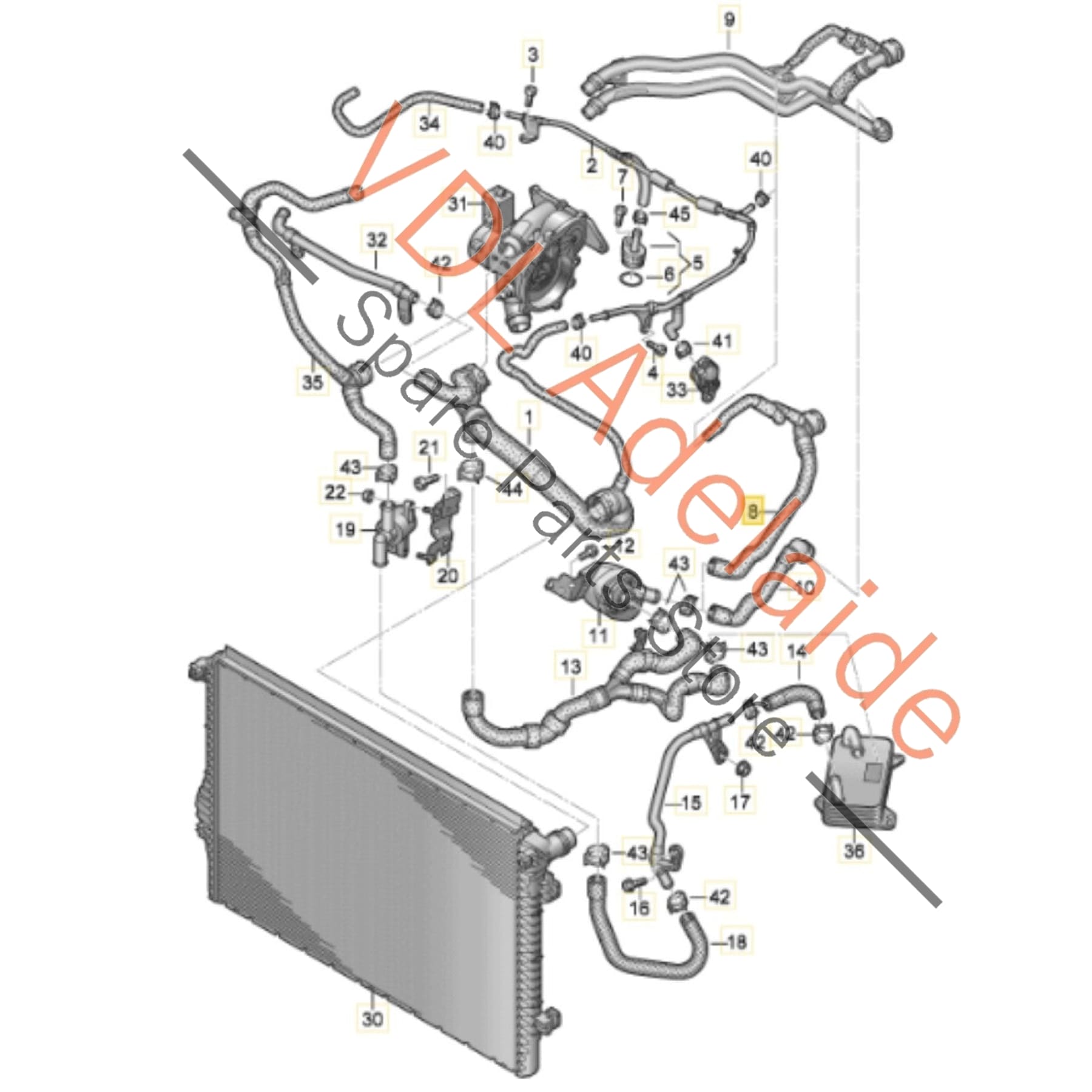 5WA122157AC    VW Audi Cupra Heater Hose with Coupling on Firewall 5WA122157AC