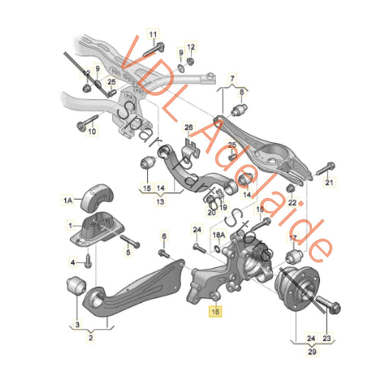 
5Q3505435B    Cupra Ateca Audi TT Rear Left Suspension Hub Bearing Housing Knuckle 5Q3505435B