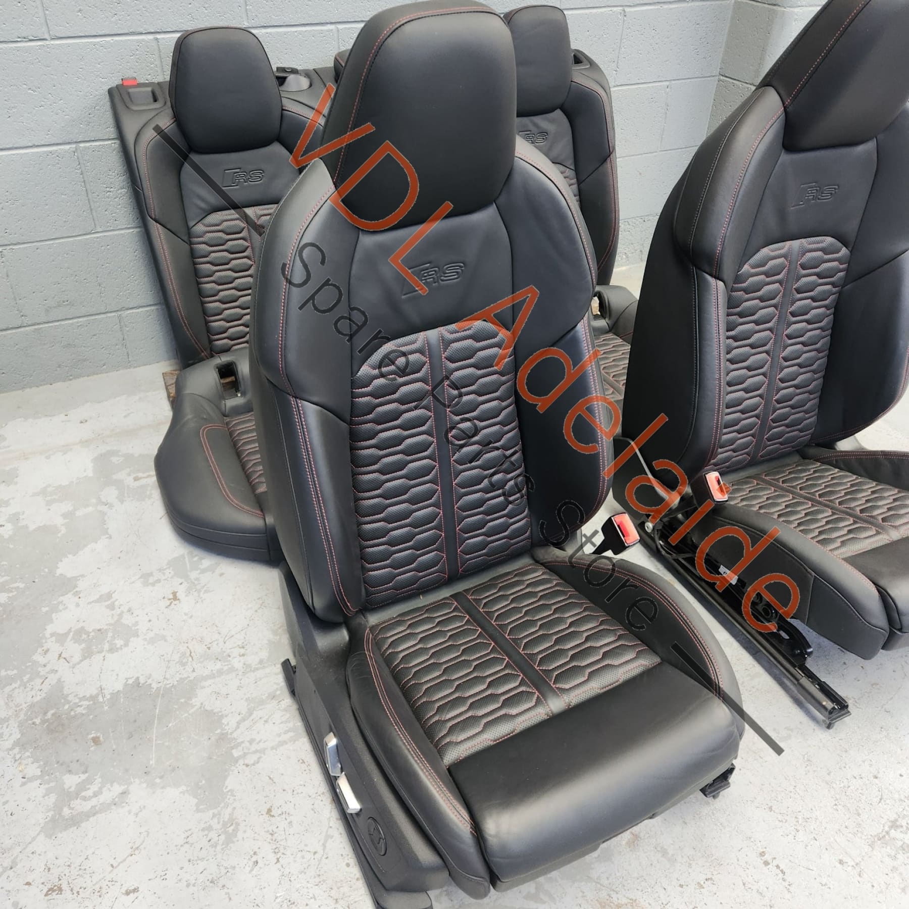 K    Audi RS7 4K Black Diamond Stitched Leather seat set **left front seat airbag popped**