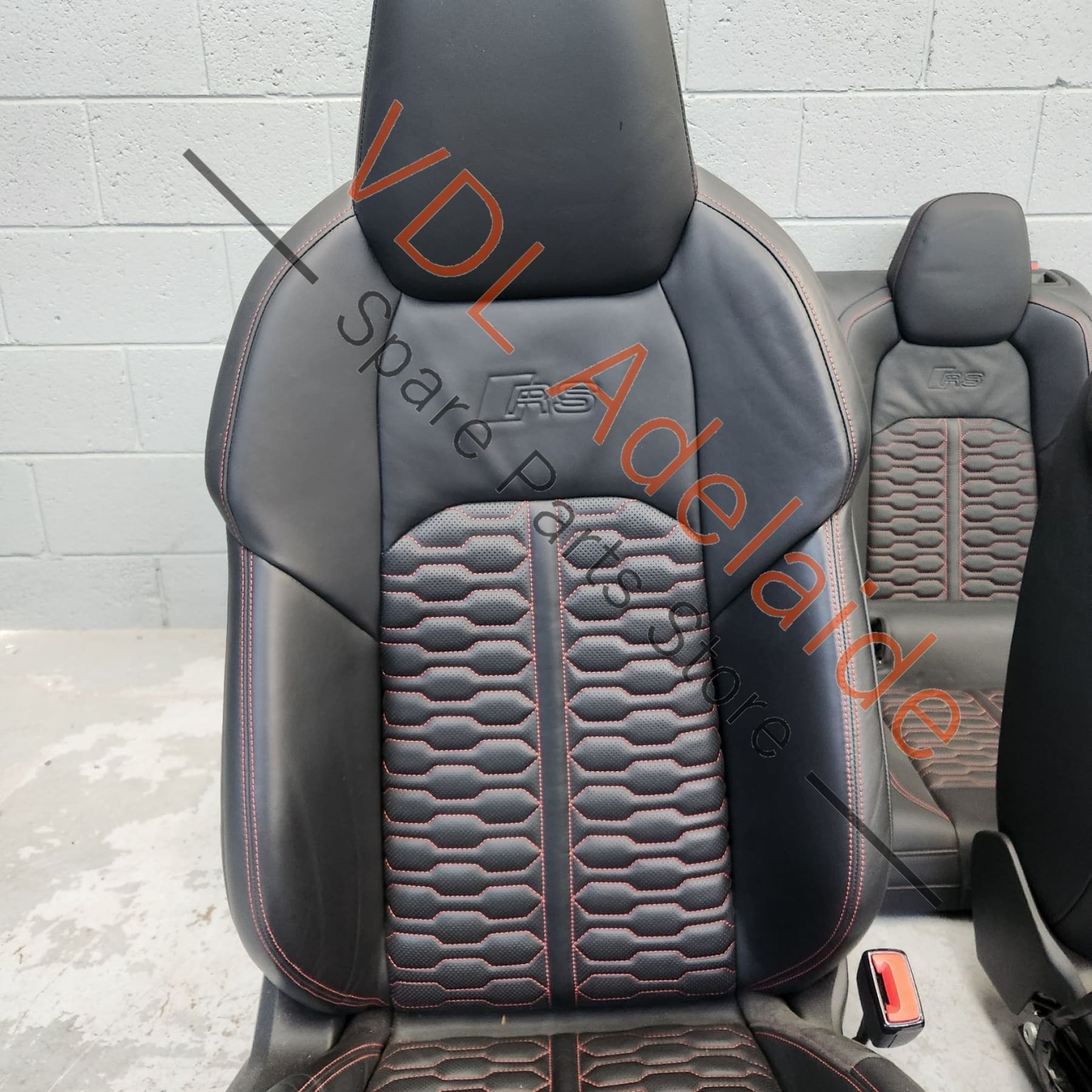 K    Audi RS7 4K Black Diamond Stitched Leather seat set **left front seat airbag popped**
