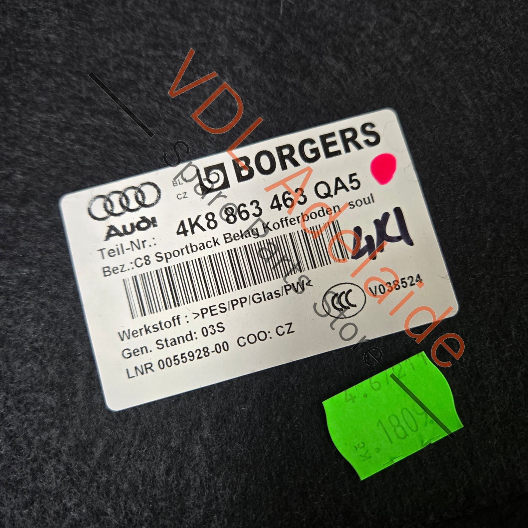 4K8863463QA5    Audi A7 S7 RS7 Rear Boot Floor Spare Wheel Lid Cover Trim 4K8863463 QA5