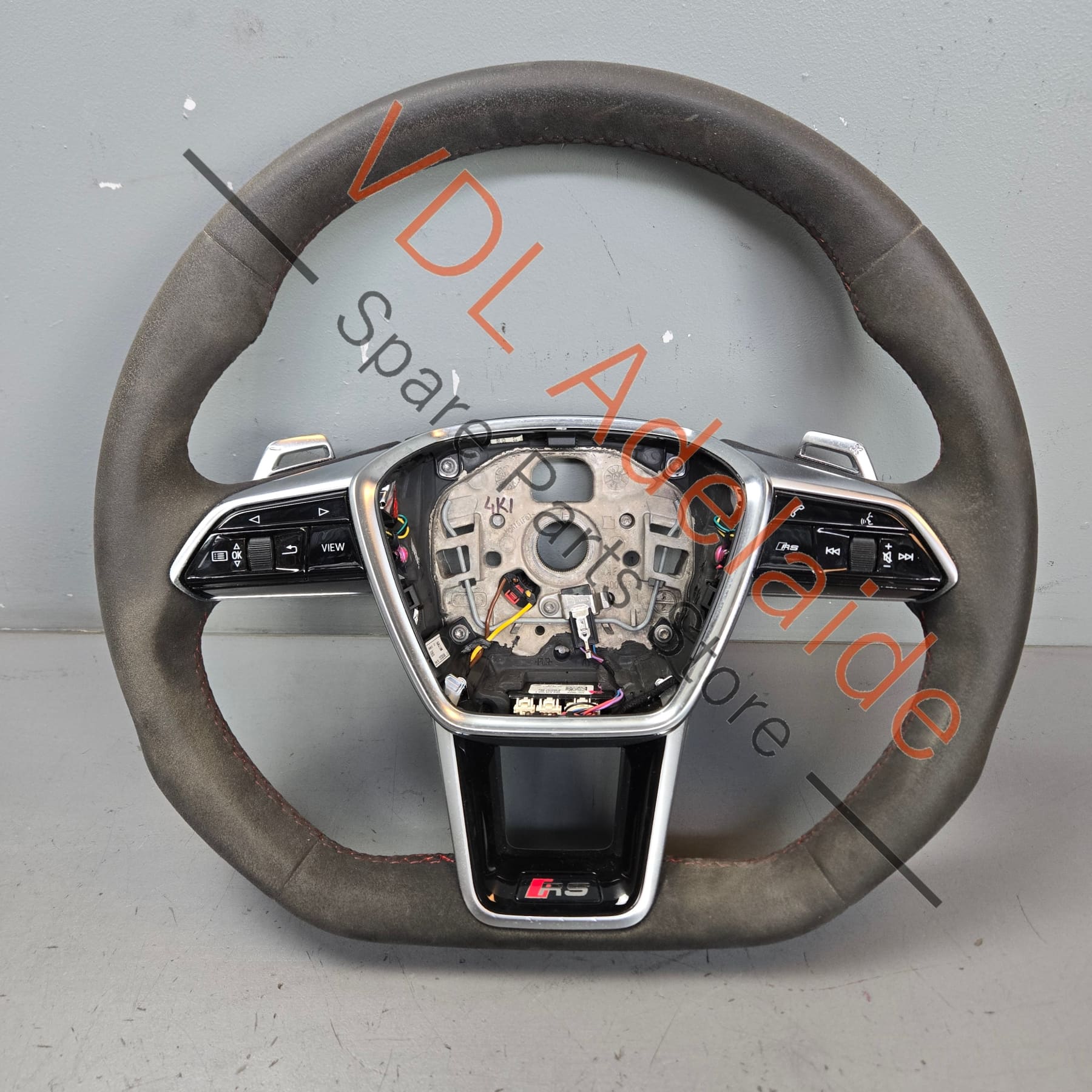 4K0419091BPTPE    Audi RS6 RS7 C8 Alcantara multifunction heated steering wheel with red stitching 4K0419091BPTPE