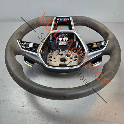4K0419091BPTPE    Audi RS6 RS7 C8 Alcantara multifunction heated steering wheel with red stitching 4K0419091BPTPE