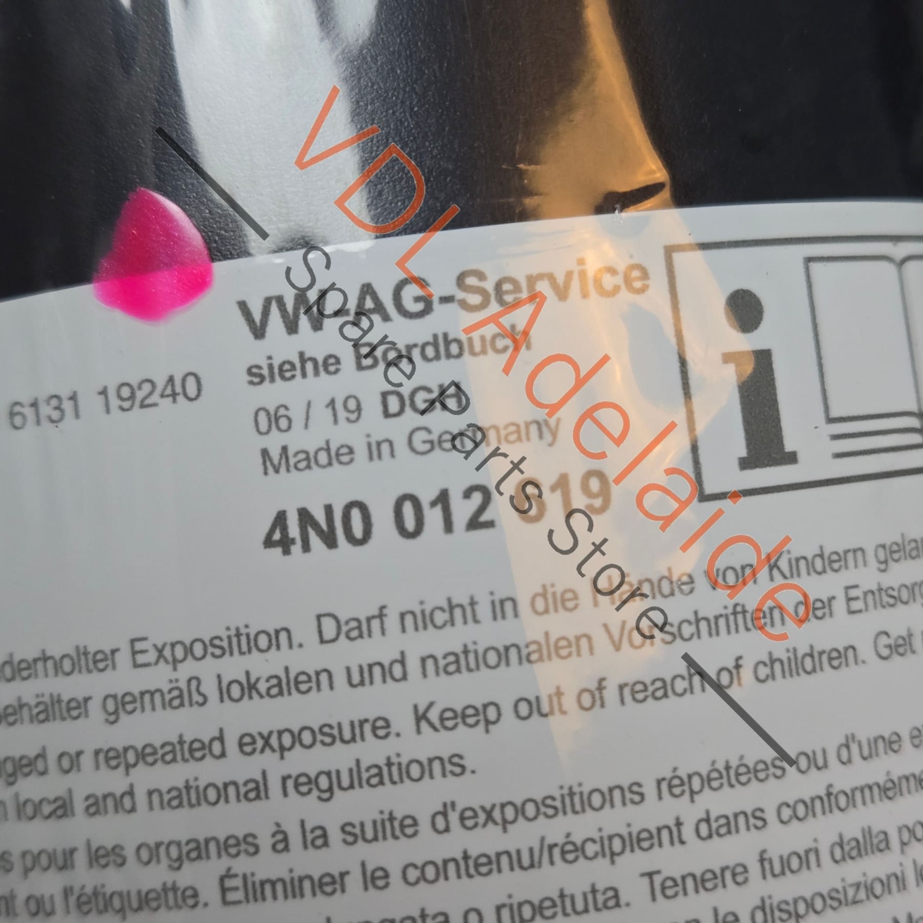 4N0012619    VW Audi Tyre Repair Goo Slime Sealant 4N0012619