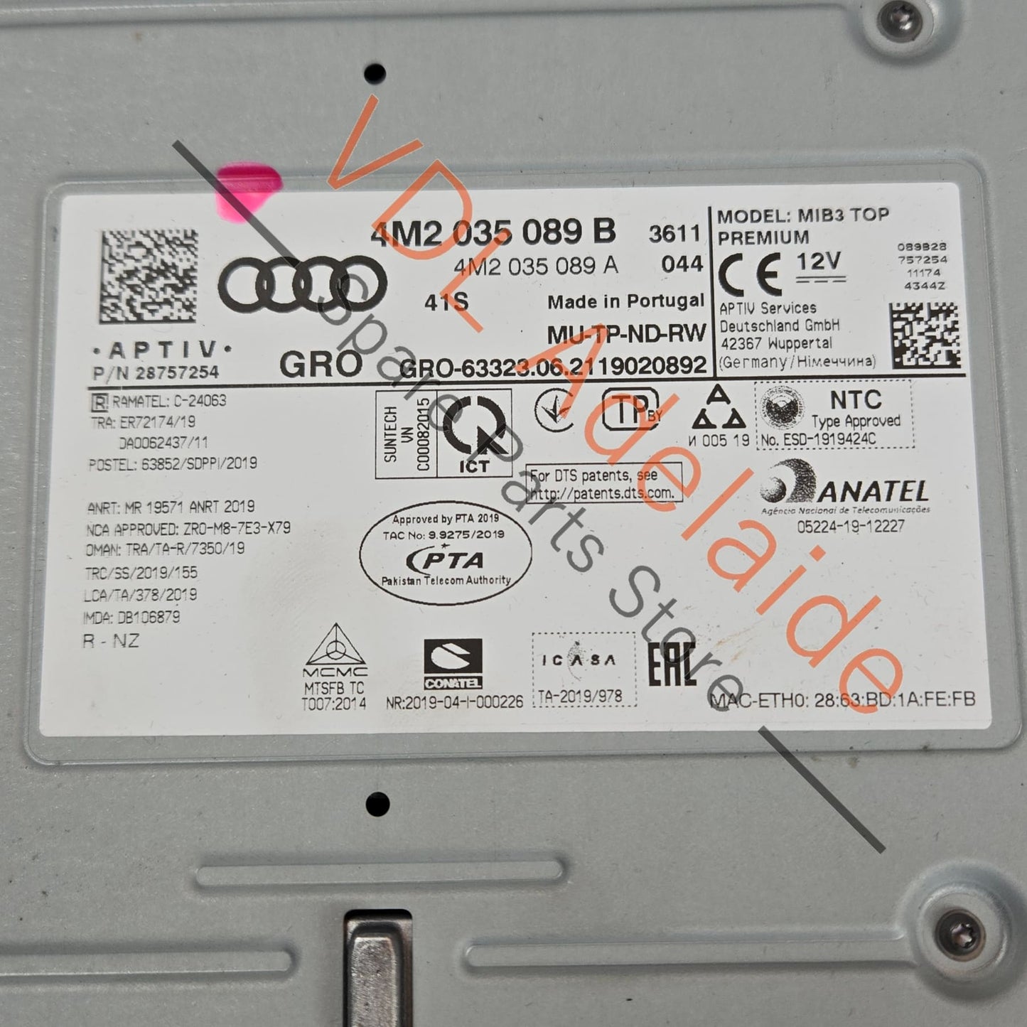 4M2035089B 4M2035089D   Audi RS7 Main Central Computer for MIB3 Premium