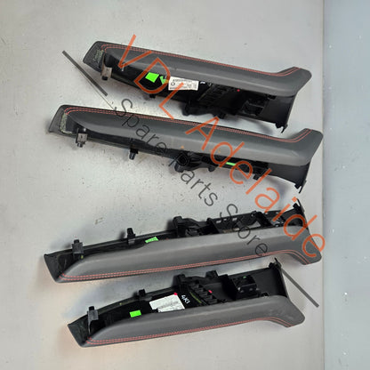 4K0867173BDWR 4K0867174BDWR 4K0867373BDWR 4K0867374BDWR Audi RS7 C8 4K Set of 4x Leather Interior Door Handles with red stitch