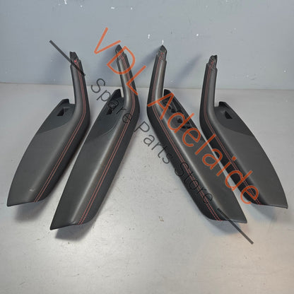 4K0867173BDWR 4K0867174BDWR 4K0867373BDWR 4K0867374BDWR Audi RS7 C8 4K Set of 4x Leather Interior Door Handles with red stitch