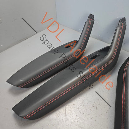 4K0867173BDWR 4K0867174BDWR 4K0867373BDWR 4K0867374BDWR Audi RS7 C8 4K Set of 4x Leather Interior Door Handles with red stitch