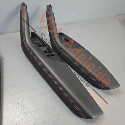 4K0867173BDWR 4K0867174BDWR 4K0867373BDWR 4K0867374BDWR Audi RS7 C8 4K Set of 4x Leather Interior Door Handles with red stitch