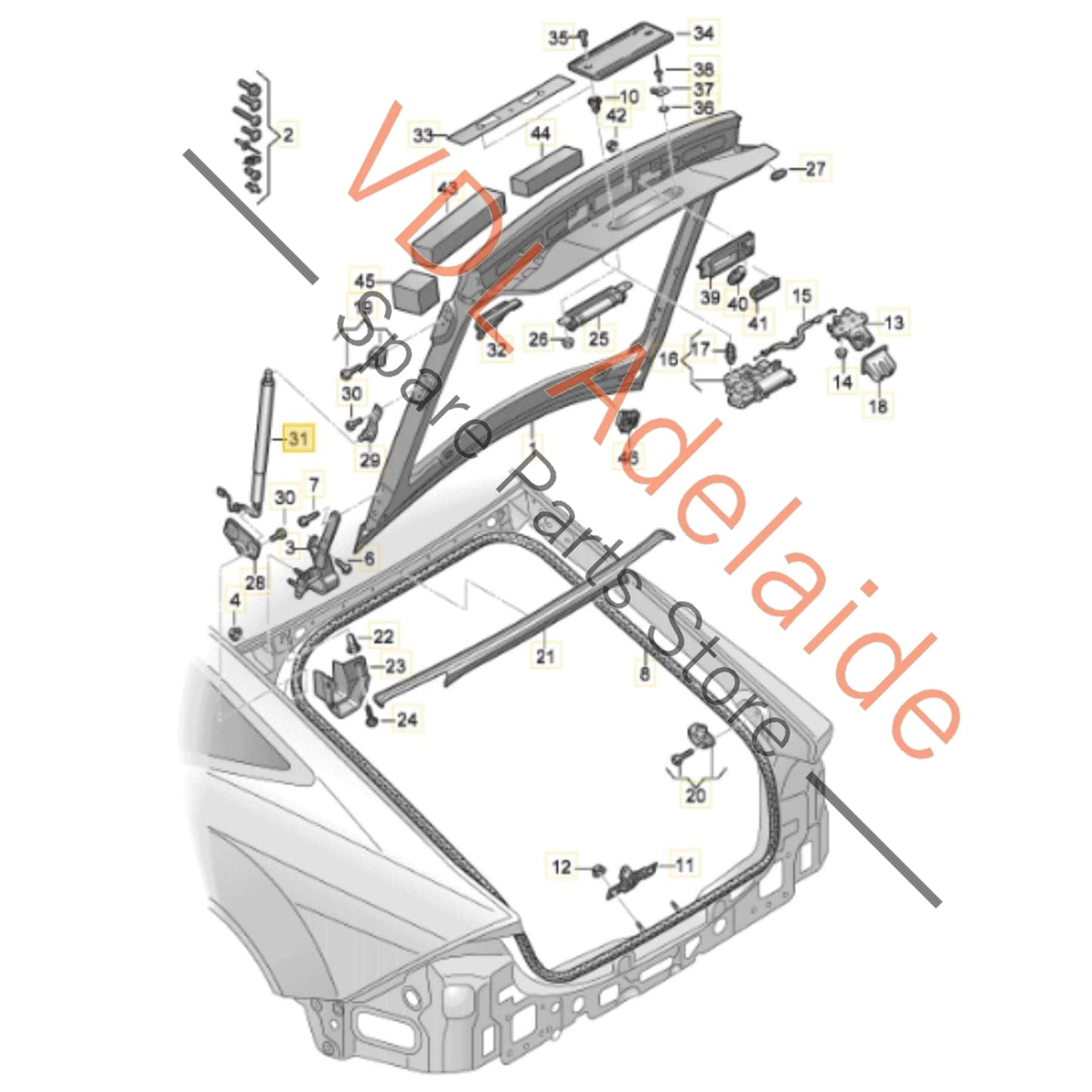 4K8827851J 4K8827851L   Genuine Audi RS7 A7 S7 Electric Boot Hatch Tailgate Drive Unit Lift Struts Each 4K8827851J 4K8827851L